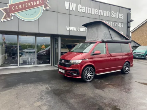 Photo 1 of T6.1 Highline 110ps in Fortana Red, Heater, Solar, Fiamma F45, Bodykit, 20″ Wheels, Bentley Stitch