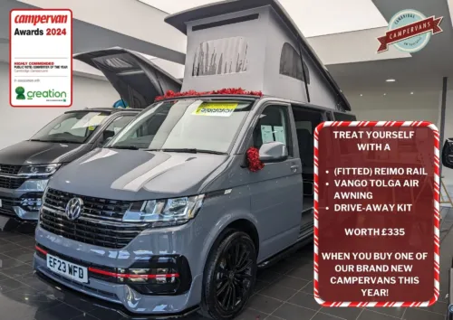 Photo of 2023 23 REG VW T6.1 110PS WITH BUSINESS PACK LWB BARN DOORS – BRAND NEW CAMPERVAN CONVERSION