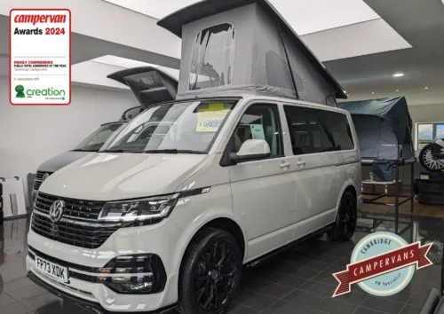 Photo of 2024 73 REG VW T6.1 150DSG HIGHLINE SWB TAILGATE – T30, REAR CAMERA, LED LIGHTS, 80L FUEL TANK, POWER LATCHING SIDE LOADING DOOR, TOWBAR PREP, HEATED WASHER NOZZLES – BRAND NEW CAMPERVAN CONVERSION