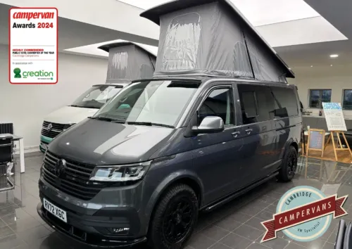 Photo of 2022 72 REG VW T6.1 (T32) 150DSG HIGHLINE LWB BARN DOORS – REAR CAMERA, LED LIGHTS, HEATED SEATS, NAV MEDIA – 6 SEATER CAMPERVAN CONVERSION