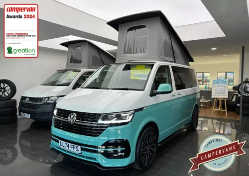 Photo of 2024 74 REG VW T6.1 150PS HIGHLINE SWB TAILGATE – LED LIGHTS, REAR CAMERA, HEATED SEATS – BRAND NEW CAMPERVAN CONVERSION