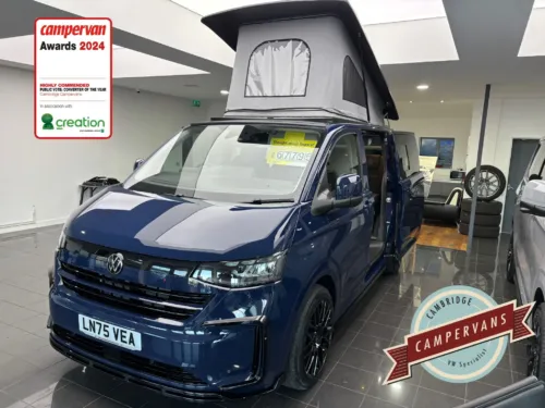 Photo of 2025 75 REG VW T7 150PS 8SP AUTOMATIC COMMERCE PRO SWB TAILGATE – HEATED STEERING WHEEL, LED EXCLUSIVE REAR LIGHTS – BRAND NEW ‘JOURNEY’ CAMPERVAN CONVERSION – FIXED RIB BED