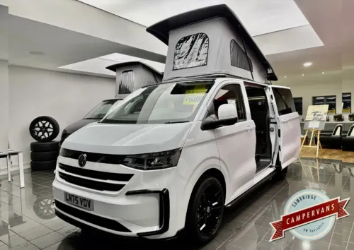 Photo of 2025 75 REG VW T7 110PS 6SP MANUAL COMMERCE PRO SWB TAILGATE – HEATED STEERING WHEEL, LED EXCLUSIVE REAR LIGHTS – BRAND NEW CAMPERVAN CONVERSION – MOBIFRAME 112CM SLIDING BED