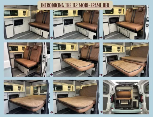 Photo 3 of 2025 75 REG VW T7 150PS 8SP AUTO COMMERCE SWB BARN DOORS – TWO TONE CLEAR WHITE/STONE BLUE – BRAND NEW CAMPERVAN CONVERSION – MOBIFRAME 112CM SLIDING BED