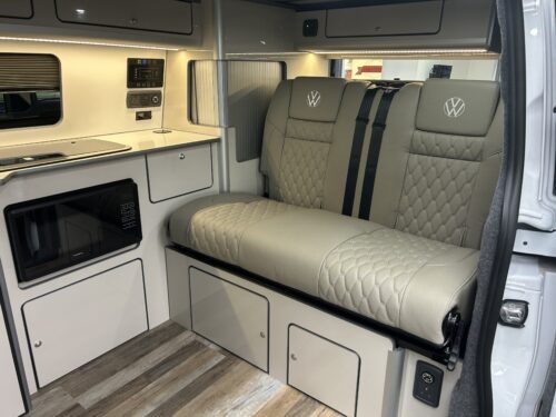 Photo 4 of 2025 75 REG VW T7 150PS 8SP AUTO COMMERCE SWB BARN DOORS – TWO TONE CLEAR WHITE/ASCOT GREY – BRAND NEW CAMPERVAN CONVERSION – FIXED RIB BED