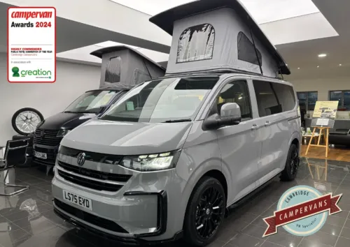 Photo of 2025 75 REG VW T7 170PS 8SP AUTOMATIC COMMERCE PRO SWB BARN DOORS – PARKING PACKAGE PREMIUM PLUS, LED EXCLUSIVE REAR LIGHTS, ‘STYLE’ FRONT SEATS – BRAND NEW CAMPERVAN CONVERSION – FIXED RIB BED