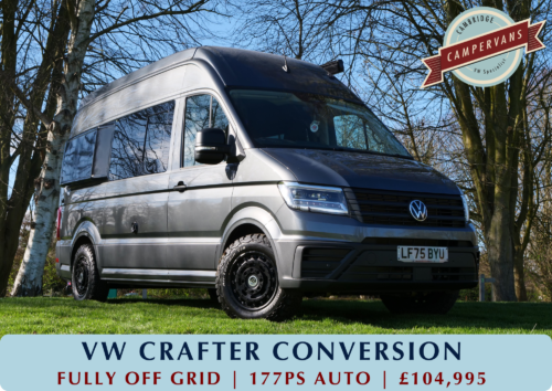 Photo of 2025 75 REG VW CRAFTER CR35 MWB 177PS AUTO FWD COMMERCE PLUS – HEATED SEATS, REAR CAMERA, LED LIGHTS, HEATED TIPTRONIC LEATHER STEERING WHEEL – BRAND NEW ‘EVO KIT’ CONVERSION