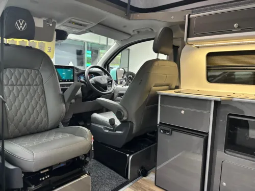 Photo 5 of 2025 75 REG VW T7 150PS 8SP AUTO COMMERCE SWB BARN DOORS – TWO TONE CLEAR WHITE/AQUAMARINE – BRAND NEW CAMPERVAN CONVERSION – FIXED RIB BED