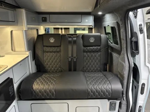 Photo 4 of 2025 75 REG VW T7 150PS 8SP AUTO COMMERCE SWB BARN DOORS – TWO TONE CLEAR WHITE/STONE BLUE – BRAND NEW CAMPERVAN CONVERSION – FIXED RIB BED
