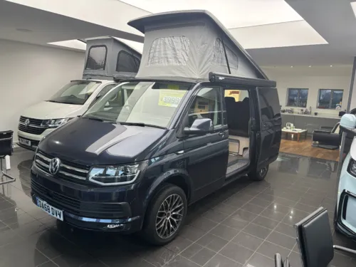 Photo 1 of 2018 68 REG T6 102PS 5 SPEED MANUAL SWB TAILGATE GLAZED CAMPERKING CONVERSION STARLIGHT BLUE