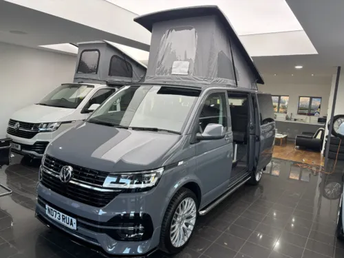 Photo 1 of 2024 73 REG VW T6.1 T32 150PS HIGHLINE SWB TAILGATE – HEATED SEATS, REAR CAMERA, LED LIGHTS, MUD FLAPS – BRAND NEW CAMPERVAN CONVERSION – FIXED RIB BED