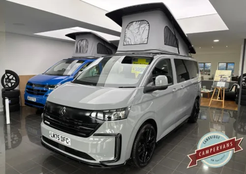 Photo of 2025 75 REG VW T7 110PS 6SP MANUAL COMMERCE PRO SWB TAILGATE – HEATED STEERING WHEEL, LED EXCLUSIVE REAR LIGHTS – BRAND NEW CAMPERVAN CONVERSION – FIXED RIB BED