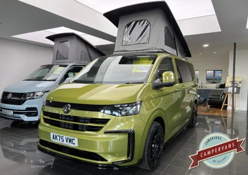 Photo of 2026 75 REG VW T7 110PS 6SP MANUAL COMMERCE PRO SWB TAILGATE – HEATED STEERING WHEEL, LED EXCLUSIVE REAR LIGHTS – BRAND NEW CAMPERVAN CONVERSION – FIXED RIB BED