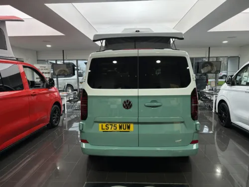 Photo 5 of 2025 75 REG VW T7 150PS 8SP AUTO COMMERCE SWB BARN DOORS – TWO TONE CLEAR WHITE/AQUAMARINE – BRAND NEW CAMPERVAN CONVERSION – MOBIFRAME 112CM SLIDING BED
