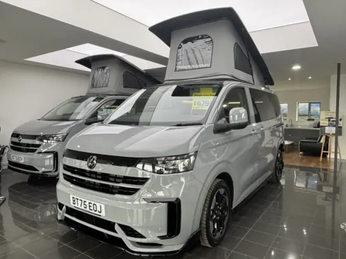 Photo 1 of 2025 75 REG VW T7 T32 150PS 8SP AUTOMATIC COMMERCE PRO SWB TAILGATE – HEATED STEERING WHEEL, LED EXCLUSIVE REAR LIGHTS, ‘STYLE’ FRONT SEATS – BRAND NEW CAMPERVAN CONVERSION – FIXED RIB BED, LEIGHTON VANS LV-S FRONT CHIN & SPLITTER