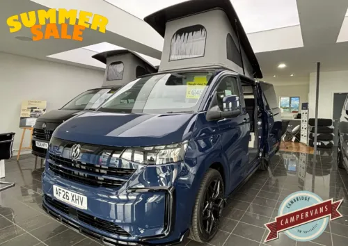 Photo of 2026 26 REG VW T7 150PS 8SP T32 AUTOMATIC COMMERCE PRO SWB BARN DOORS – BRAND NEW CAMPERVAN CONVERSION – INDIGO BLUE