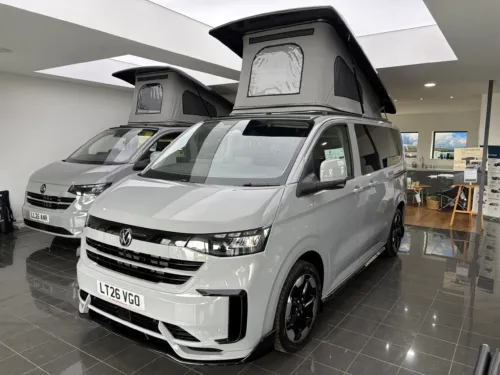 Photo 1 of 2026 26 REG VW T7 110PS 6SP MANUAL COMMERCE PRO SWB TAILGATE – STANDARD CONVERSION – FIXED RIB BED – STONE GREY