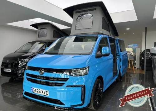 Photo of 2026 26 REG VW T7 150PS 8SP T30 AUTOMATIC COMMERCE PLUS SWB TAILGATE – BRAND NEW CAMPERVAN CONVERSION – FIXED RIB BED – LIGHT BLUE