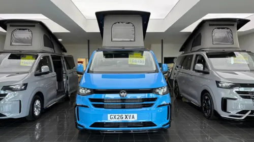 Photo 2 of 2026 26 REG VW T7 150PS 8SP T30 AUTOMATIC COMMERCE PLUS SWB TAILGATE – BRAND NEW CAMPERVAN CONVERSION – FIXED RIB BED – LIGHT BLUE