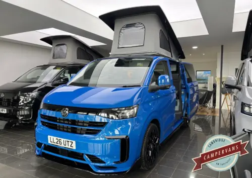 Photo of 2026 26 REG VW T7 170PS 8SP AUTOMATIC COMMERCE PRO SWB TAILGATE – STANDARD CONVERSION – FIXED RIB BED – MID BLUE