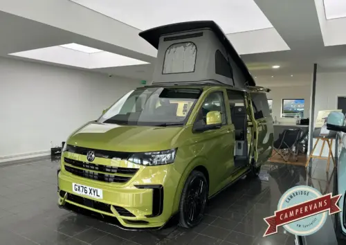 Photo of 2026 76 REG VW T7 170PS 8SP AUTOMATIC COMMERCE PRO SWB TAILGATE – STANDARD CONVERSION – FIXED RIB BED -WARM GREEN –