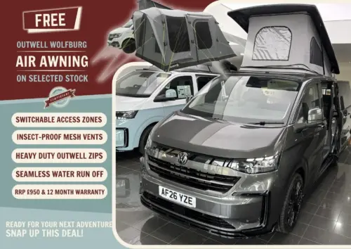 Photo of 2026 26 REG VW T7 150PS 6SP MANUAL COMMERCE PRO SWB TAILGATE – STANDARD CONVERSION – FIXED RIB BED – GRAPHITE DUST
